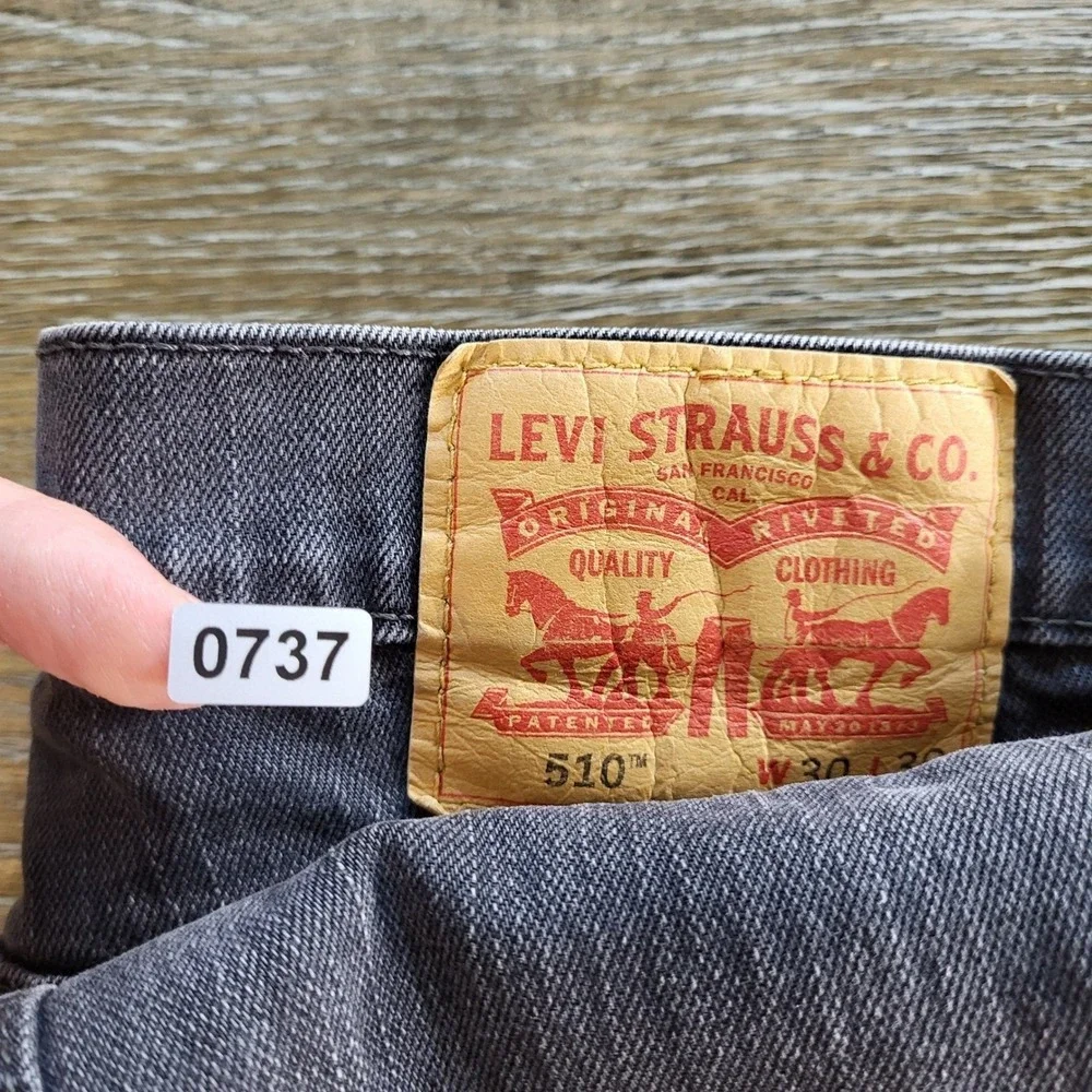 Levis 510 Skinny Fit Jeans Mens 30x30 Faded Black Denim Pants